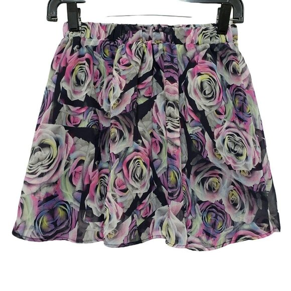 Floral Chiffon Mini Skirt With Lining Size 2 - Picture 1 of 4